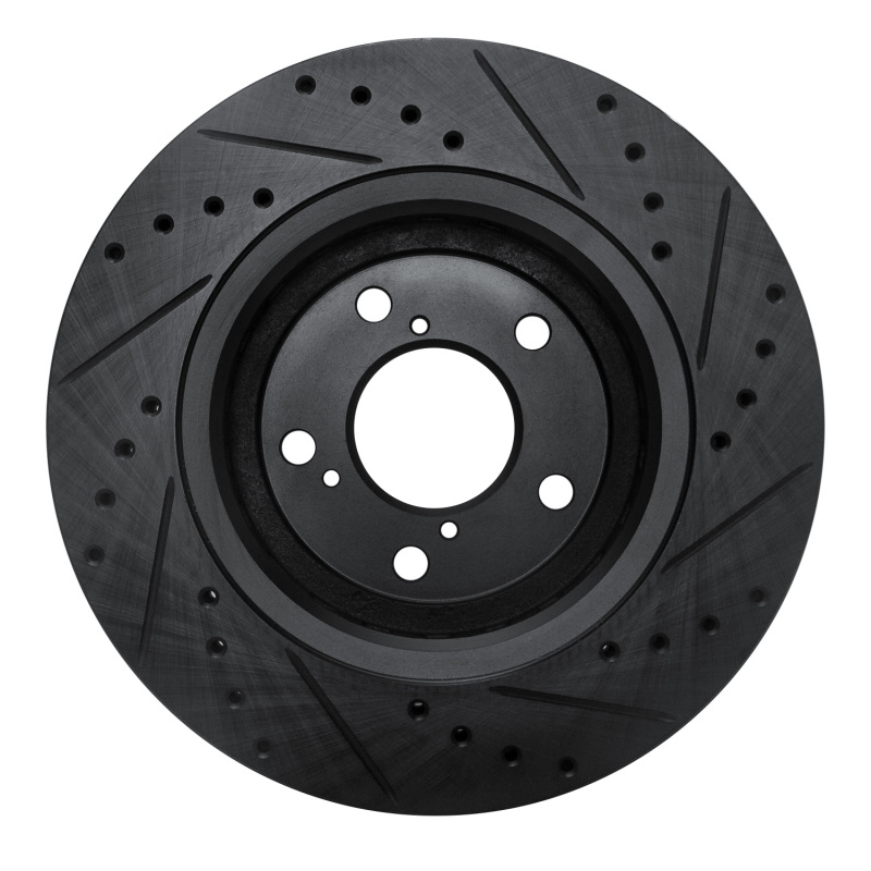 Acura MDX Brake Rotor (1) - Front Left - R1 Concepts - Drilled & Slotted - Black - `15-`25